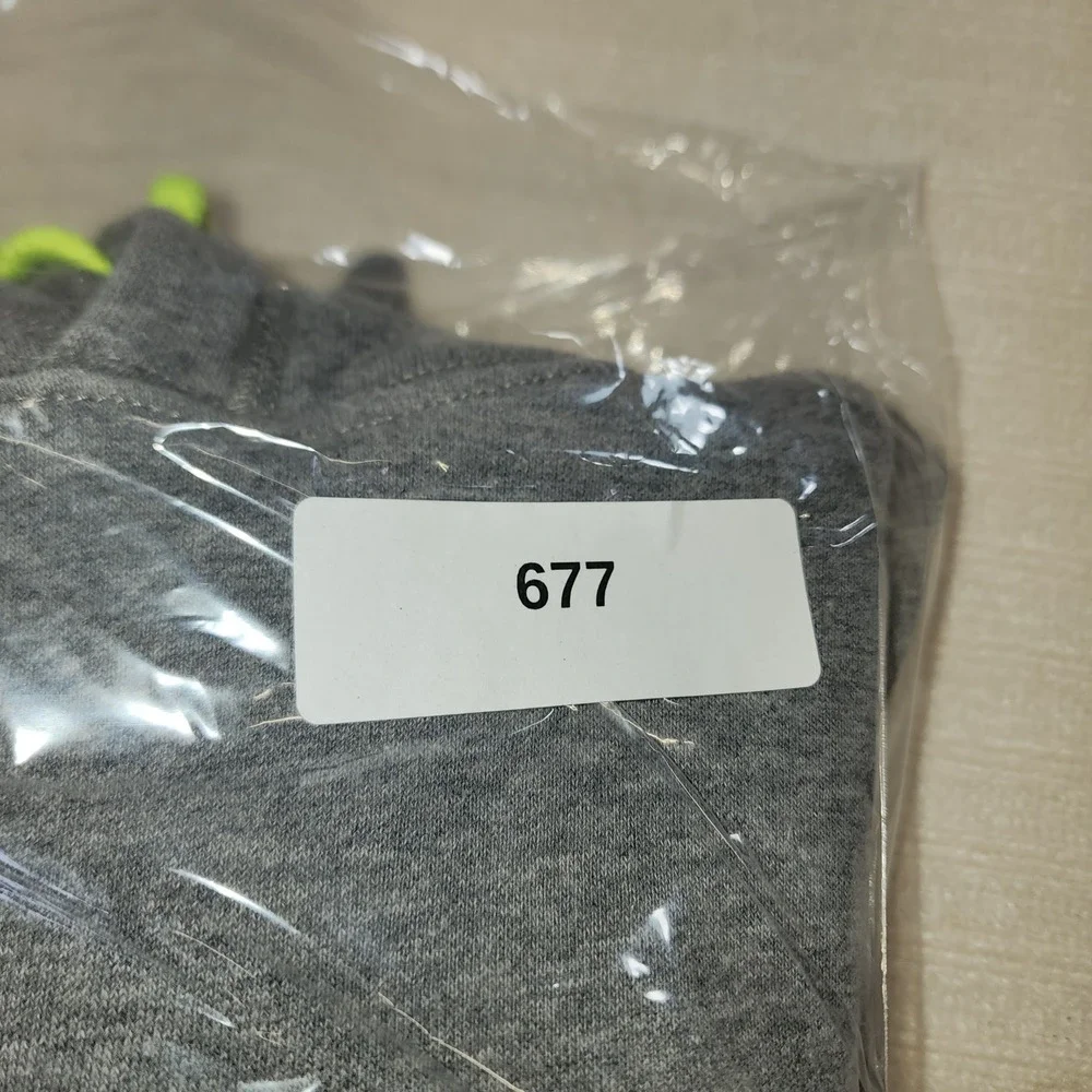 Nike Mens‎ Hoodie Gray Neon Green Logo Pullover Sweatshirt Large RN56323 677